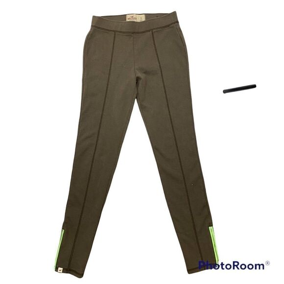 Hollister Army Green‎ Leggings With Bottom Hem Zippers Size Small - Picture 7 of 9